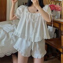 パジャマ レディース 夏用 ルームウェア 夏 無地 シンプル フレア 姫系 かわいい 夏 セットアップ 女の子 半袖 春 かわいい コットン 可愛い 上下セット...