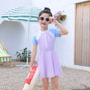 子供 水着 女の子 ワンピース シンプル カジュアル キッズ 姫系 女子 スイムウェア オールインワン ラッシュガード 140 150 160 中学生水着 みず...