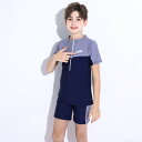 子供 水着 男の子 セット シンプル カジュアル 夏 セットアップ 学生 速乾 半袖 ラッシュガード キッズ 140 150 160 中学生 男子 小学生 子供用フィットネス水着 みずぎ スイミング スクール子供水着 スイムウェア 海水浴 水遊び 日焼け止め 防寒保温(4)