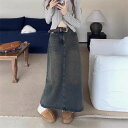 スカート ロング レディース 無地 シンプル ストリートコーデ レトロ 女性 春 秋 デニム aライン スカート単品 夏 きれいめ 涼しい 春夏 マキシスカート 春夏物 フレアスカート 大きいサイズ ベイカースカート マキシ ベイカー 体型カバー 着痩せ ボトム ゆったり