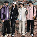 セットアップ ジャージ メンズ カジュアル ジャケット カップル おしゃれ ファッション ストリートコーデ 秋冬 長袖 韓国風 秋服 2点 上下 セット トップ...
