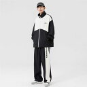 セットアップ ジャージ メンズ トップス レトロ ジャケット ゆったり アウトドア 秋 伸縮性あり 長袖 韓国風 秋服 2点 上下 セット パンツ 大きいサイズ...
