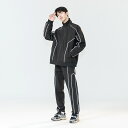 セットアップ ジャージ メンズ カジュアル カップル おしゃれ 春 秋 無地 スポーツ フーデッド 撥水 スカジャン 長袖 韓国風 秋服 2点 上下 セット ト...
