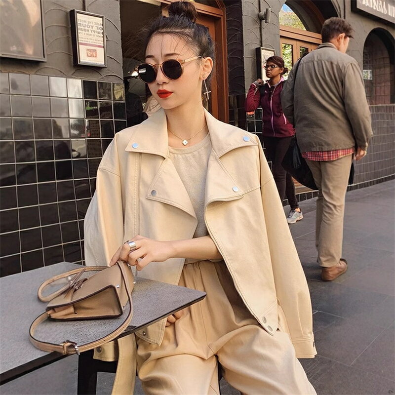 レザージャケット レディース PU ジャケット 薄手 ジッパー ストレート ショート丈 合成皮革 レザー ライダースジャケット ライダース 革ジャン 細身 カジュアル バイクジャケット 長袖 秋服 ブルゾン コート フェイクレザー アウター 合皮 コーデ バイカーブルゾン