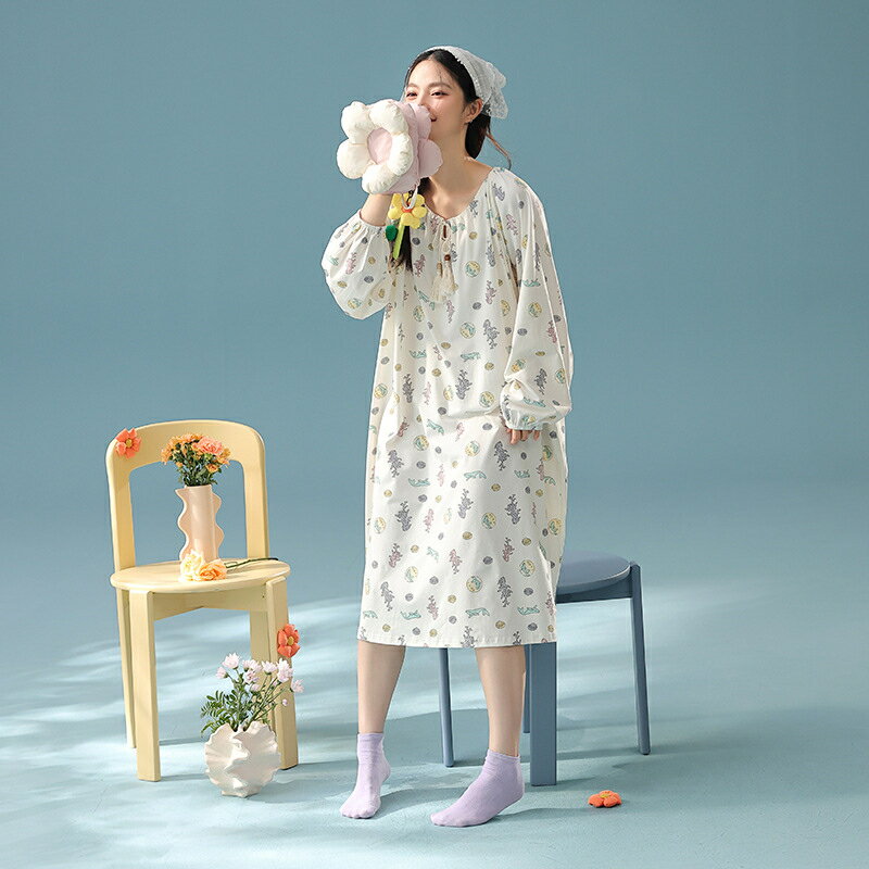 ルームウェア ワンピース レディース 冬用 長袖 ゆったり 抗菌 ネグリジェ 秋 綿100% 長袖トップス パジャマ ブランド きれいめ 大人 冬 おしゃれ 部...