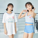 子供 水着 女の子 3点セット tシャツ ブラー ショートパンツ ラッシュガード キッズ 150 160 165 170 中学生 水着 女子 小学生 子供用フィットネス水着 みずぎ スイミング スクール子供水着 スイムウェア スイミング 海水浴 水遊び 日焼け止め 防寒保温 女の子