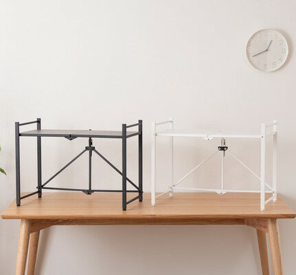 フォールディングレンジラック レンジ台 2段 折りたたみ キッチンラック シェルフ 棚 オープンラック ..