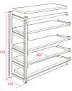 エムケー精工　強力スチール棚増設セット耐過重300kg・棚奥行45cmタイプ幅124cm　MRP125C（ラック・5段・スチール製）