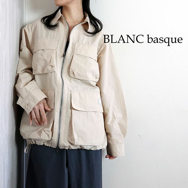 BLANC basque ブランバスク 綿ナイロンタイプライターブラウス トップス アイボリー カーキ 春夏 レディース BB61114