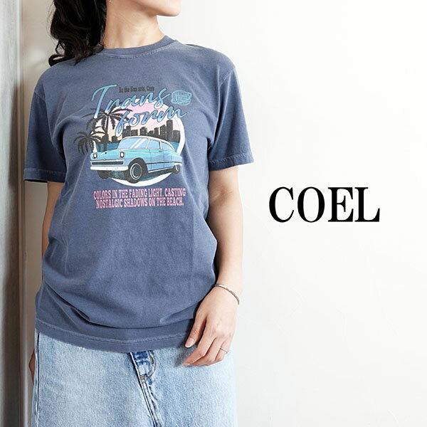 【2024春夏新作】コエル COEL CARプリントTシャツ トップス クリーム ブラック ネイビー 春夏 レディース 184205016