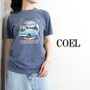 【2024春夏新作】コエル COEL CARプリントTシャツ トップス クリーム ブラック ネイビー 春夏 レディース 184205016