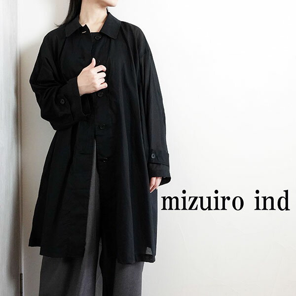 【2025春夏新作】ミズイロインド mizuiroind シアーステンカラーロングシャツ 無地 コッ
