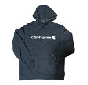 CARHARTT カーハート メンズ シグネチャ ロゴ スウェット パーカー フーディー ブラックヘザー 黒系 ワーク ストリート 103873 オーバーサイズに 裏起毛 送料無料 送料込み価格