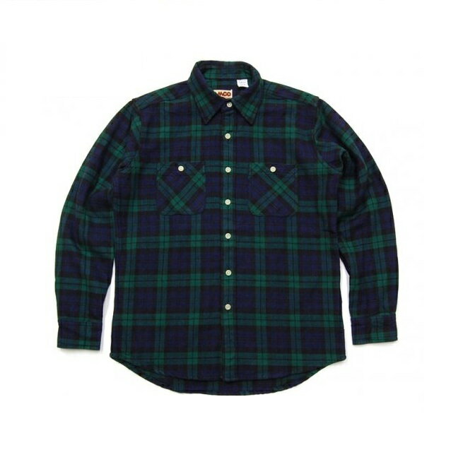 Camco フランネル シャツ 長袖 ブラックウォッチ ネイビー×グリーン カムコ 長袖シャツ Flannel Shirts ヘビーウエイト アメカジ ストリート 秋 冬 厚手 ボタンシャツ メンズ レディース ユニセックス 古着コーデにも 送料無料 送料込み価格 1