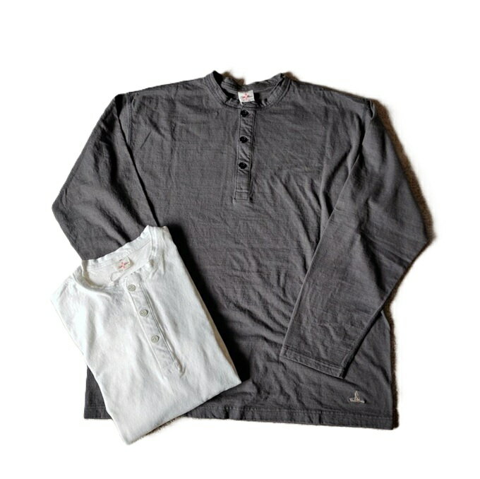 TWO MOON トゥームーン ヘンリーネック ロングスリーブ Tシャツ オールド オフホワイト 白 チャコール アメカジ ストリート シンプル 大人コーデに 長袖 ロンT No.20165 送料無料