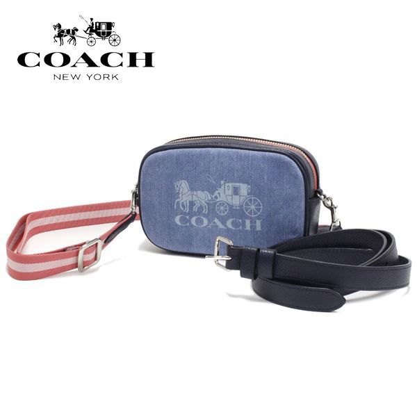 アレックス 【スプリングセール開催中】コーチ ショルダーバッグ レディース COACH 2Way ウエストポーチ ホース アンド キャリッジ プリント デニム ジェス 90393 SV/DE 【送料無料♪】 ギフト プレゼント 男性 女性 誕生日