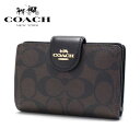 コーチ 二つ折り財布 レディース コーチ 二つ折り財布 レディース COACH Wallet シグネチャー ミディアム コーナー ジップ ウォレット ブラウン ブラック C0082 IMAA8 【送料無料♪】