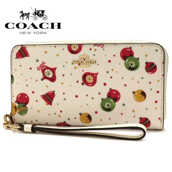 コーチ 財布（レディース） 【お買い物マラソンセール開催中】コーチ 長財布 レディース COACH Wallet オーナメント プリント PVC レザー ロング ジップ アラウンド ウォレット チョークマルチ C7410 IMCAH 【送料無料♪】