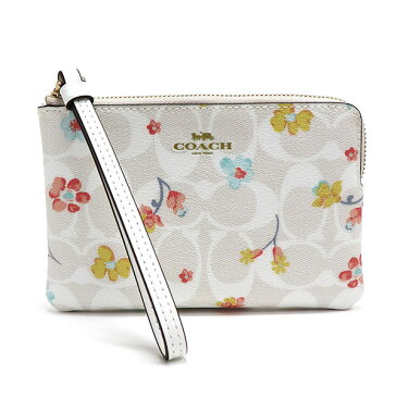 【半期決算セール開催中!】コーチ ポーチ レディース COACH Pouch シグネチャー キャンバス ウィズ ミスティカル フローラル プリント コーナー ジップ リストレット チョークマルチ C8702 IMCAH 【送料無料♪】