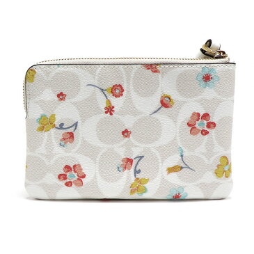 【半期決算セール開催中!】コーチ ポーチ レディース COACH Pouch シグネチャー キャンバス ウィズ ミスティカル フローラル プリント コーナー ジップ リストレット チョークマルチ C8702 IMCAH 【送料無料♪】