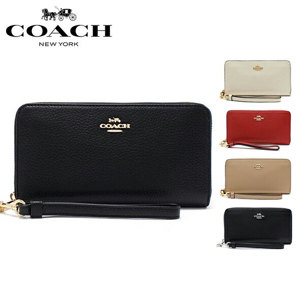 コーチ 財布（レディース） 【プレセール開催中】コーチ 長財布 レディース ストラップ付き COACH Wallet ロング ジップ アラウンド ウォレット ラグジュアリー ペブルド レザー C4451 【送料無料♪】