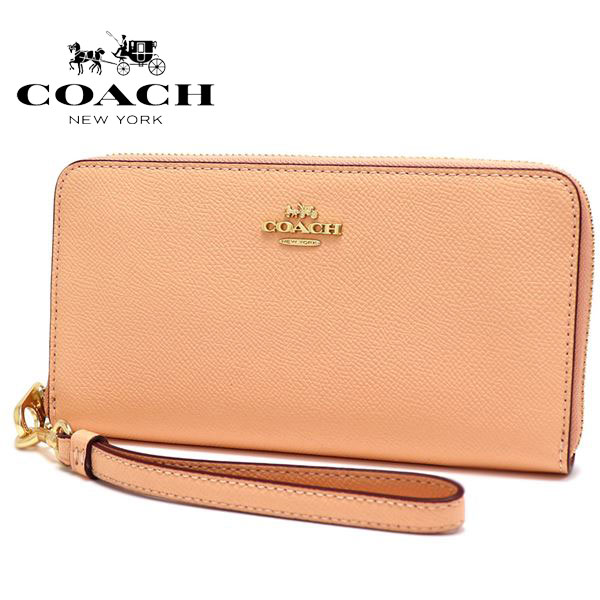 【半期決算セール開催中！】コーチ 長財布 レディース COACH Wallet ロング ジップ アラウンド ウォレット ラグジュアリー クロスグレーン レザー フェイディドブラッシュ ピンク系 C3441 IMS9W 【送料無料♪】