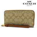 【GWセール開催中】ギフトラッピング無料 コーチ 長財布 レディース COACH Wallet ラウンドファスナー ロング ジップ アラウンド ウォレット ラグジュアリー シグネチャー ライトカーキ×ライトサドル C4452 IMVHK 【送料無料♪】