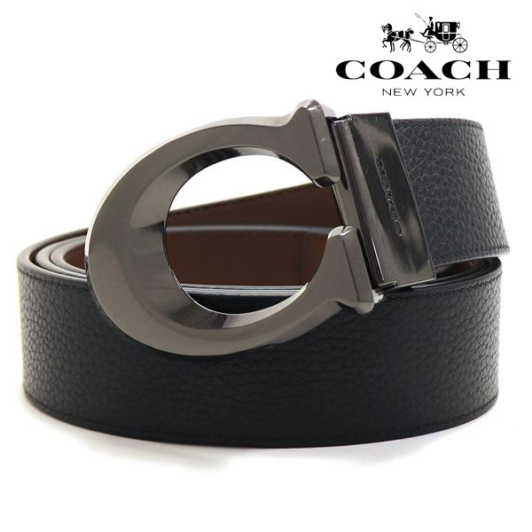 コーチ 【スプリングセール開催中】コーチ ベルト メンズ COACH Belt リバーシブル仕様 ブラック×ダークサドル CQ013 QBLVW 【送料無料♪】 ギフトラッピング無料