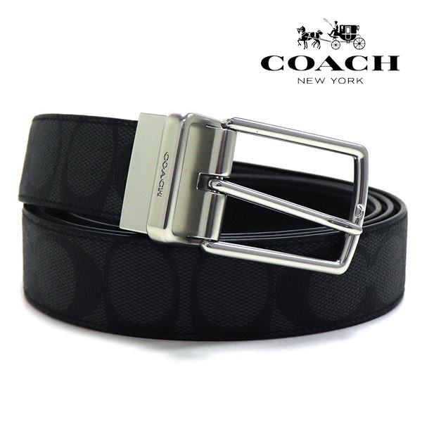 コーチ 【スプリングセール開催中】コーチ ベルト メンズ COACH Belt リバーシブル仕様 チャコール×ブラック CQ016 CQ/BK 【送料無料♪】 ギフトラッピング無料