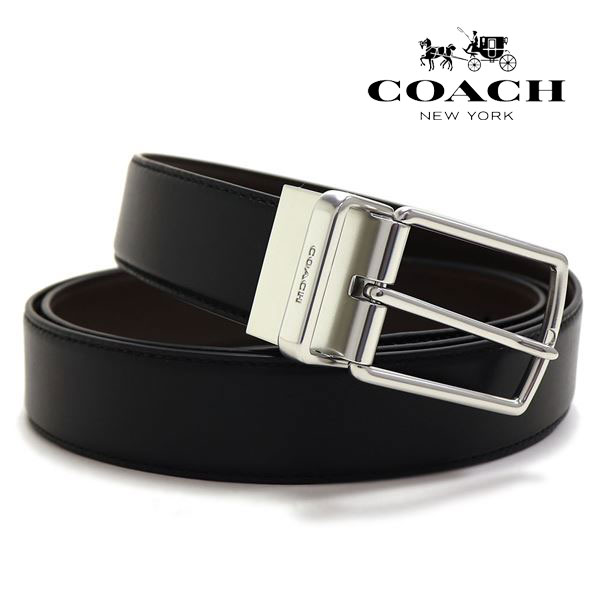 コーチ 【スプリングセール開催中】コーチ ベルト メンズ COACH Belt リバーシブル仕様 ブラック×ブラウン CQ020 AQ0 【送料無料♪】 ギフトラッピング無料