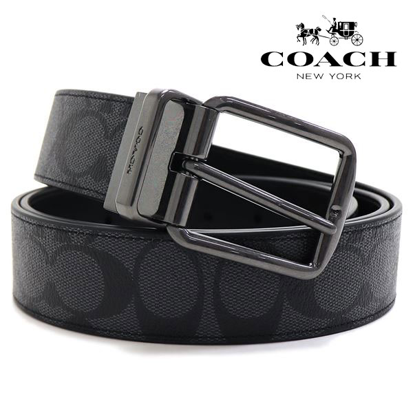 コーチ 【スプリングセール開催中】コーチ ベルト メンズ COACH Belt リバーシブル仕様 チャコール×ブラック CQ022 CQ/BK 【送料無料♪】 ギフトラッピング無料