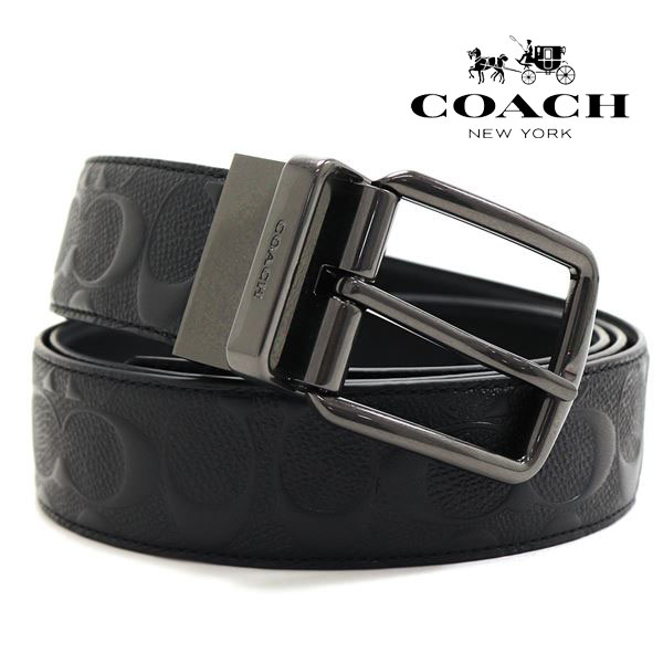 コーチ 【お買い物マラソンセール開催中】コーチ ベルト メンズ COACH Belt リバーシブル仕様 ブラック CQ024 BLK 【送料無料♪】 ギフトラッピング無料