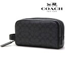【お買い物マラソンセール開催中】 コーチ ハンドバッグ メンズ レディース COACH セカンドバッグ スモール トラベルキット チャコール×ブラック CAR1...