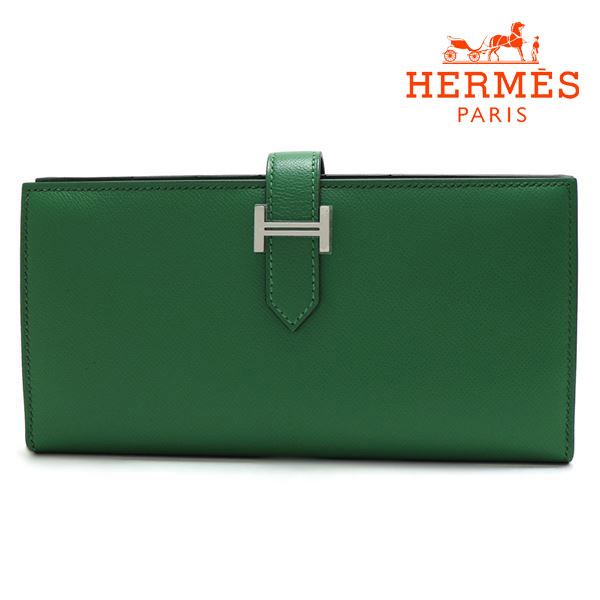 エルメス 二つ折り長財布 レディース HERMES Wallet ベアンスフレ グリーン BEARN SOUFFLET MADAME CACTUS 【送料無料♪】 ギフトラッピング無料