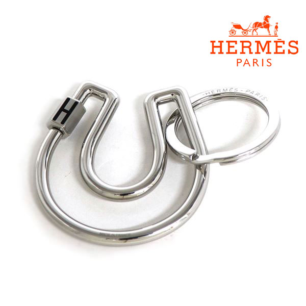 エルメス キーホルダー（レディース） エルメス キーホルダー レディース HERMES Key ring キーリング シルバー ブラック FER A CHAVAL 【送料無料♪】 ギフトラッピング無料