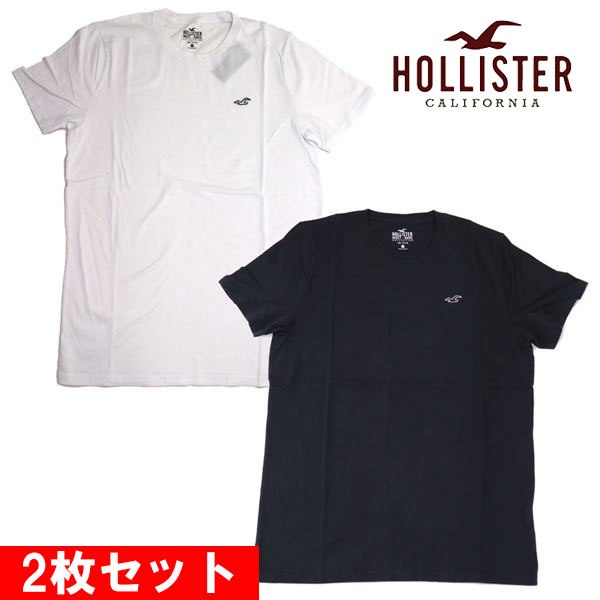 ホリスター Tシャツ 2枚セット メンズ Hollister ワンポイント クルーネック ホワイト ブラック HOLLIS CNP2 送料無料♪】