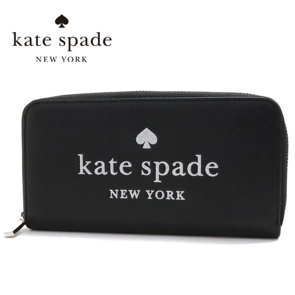 ケイトスペード 財布（レディース） 【スーパーSALE開催中】ケイトスペード 長財布 レディース Kate Spade Wallet グリッター オン エンボスド レザー ラージ コンチネンタル ウォレット ブラック K4708 001 【送料無料♪】