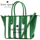 ケイトスペード 【GWセール開催中】ケイトスペード ショルダーバッグ レディース スモールトート kate spade ハンドバッグ 2way エラ イーブン ストライプ ジャカード グリーン ストライプ K6079 301 【送料無料】