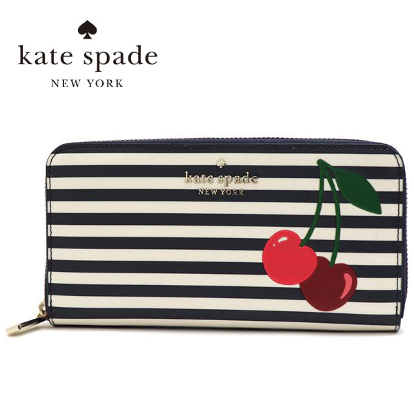 【スプリングセール開催中】ギフトラッピング無料 ケイトスペード 長財布 レディース Kate Spade Wallet ラウンドファスナー チェリー ブルー K6144 403 【送料無料♪】