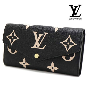 ギフトラッピング無料 ルイヴィトン 二つ折り長財布 レディース LOUIS VUITTON Wallet ポルトフォイユ・サラ ブラック×ベージュ M80496 【送料無料♪】