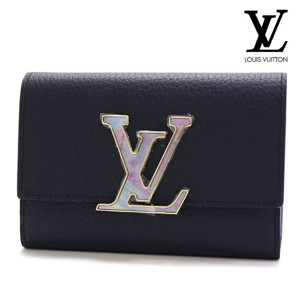 ギフトラッピング無料 ルイヴィトン 三つ折り財布 レディース LOUIS VUITTON Wallet ポルトフォイユ・カプシーヌ コンパクト ミッドナイトブルー M81674 【送料無料♪】【SN】