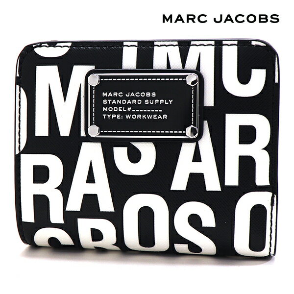 【スプリングセール開催中】マークジェイコブス 二つ折り財布 レディース MARC JACOBS Wallet ミニ財布 コンパクト ブラック ホワイト 4S4SMP009S02 005 【送料無料♪】 ギフトラッピング無料