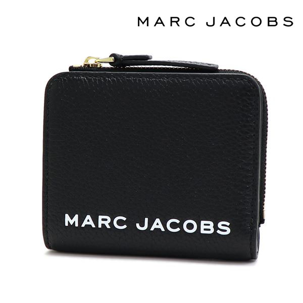 【スプリングセール開催中】ギフトラッピング無料 マークジェイコブス 二つ折り財布 レディース MARC JACOBS Wallet ザ ボールド レザー ミニ コンパクト ジップ ウォレット ニューブラック M0017140 008 【送料無料♪】