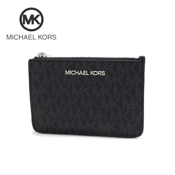 マイケル・コース 革小銭入れ レディース マイケルコース コインケース レディース Michael Kors coin purse ジェット セット トラベル シグネチャー スモール トップ ジップ ID キーリング コイン ポーチ ブラック 35H9STVP1B BLACK 【送料無料♪】