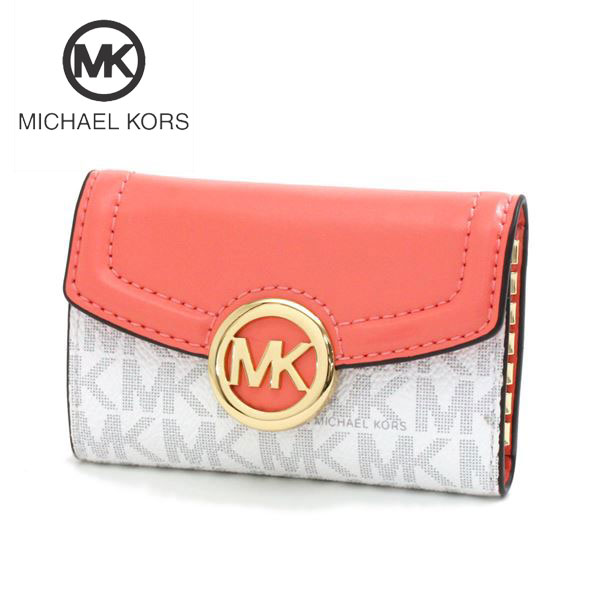 【スプリングセール開催中】マイケルコース キーケース レディース 6連フック MICHAEL KORS key case シグネチャー キーホルダー ホワイト×グレープフルーツ 35S0GFTP5B GRAPFRUT 【送料無料♪】