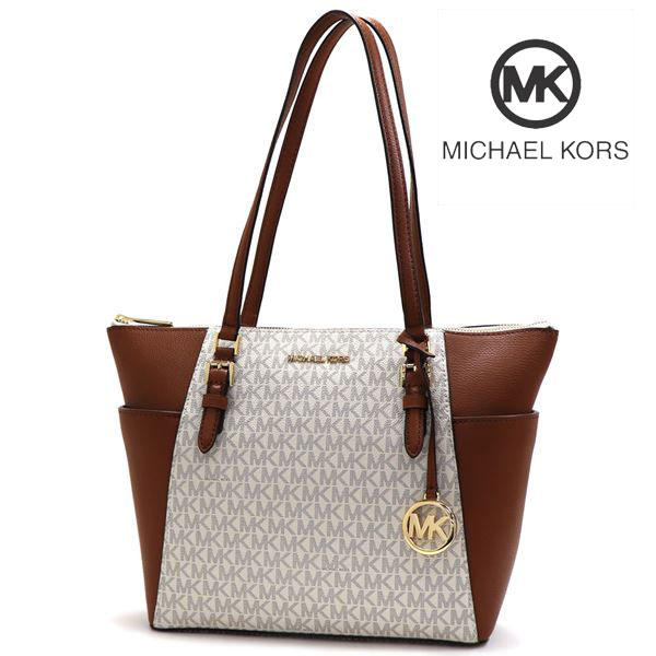 マイケルコース トートバッグ 【お買い物マラソンセール開催中】マイケルコース トートバッグ レディース MICHAEL KORS ラージ トップ ジップ トート シャーロット シグネチャー バニラ 35T0GCFT3B VANILLA 【送料無料】