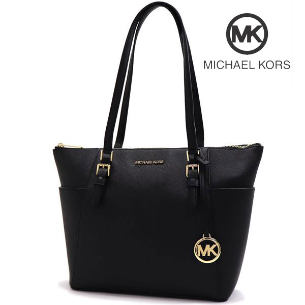 マイケルコース トートバッグ 【お買い物マラソンセール開催中】マイケルコース トートバッグ レディース MICHAEL KORS ラージ トップ ジップ トート シャーロット レザー ブラック 35T0GCFT7L BLACK 【送料無料】