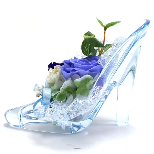 ギフトフラワー プリザーブドフラワー アクリルハイヒール レディース メンズ Preserved Flower プチギフト ブルー×ブルー PZ22BB