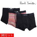 【お買い物マラソンセール開催中】ポールスミス ボクサーパンツ 三枚セット メンズ PAUL SMITH アンダーウエア パンツ ブラック M1A 914C A3...