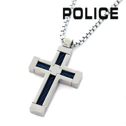 ポリス ネックレス メンズ 国内正規品 POLICE アクセサリー ステンレススチール レザー シルバー×ブルー GN0005302 【送料無料♪】